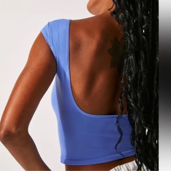 FP Movement by Free People Low Back Seamless Tee Size L/XLG Baby Blue NWOT - Picture 3 of 6